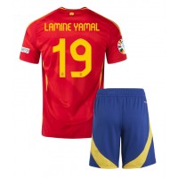 Camiseta España Lamine Yamal #19 Primera Equipación para niños Eurocopa 2024 manga corta (+ pantalones cortos)